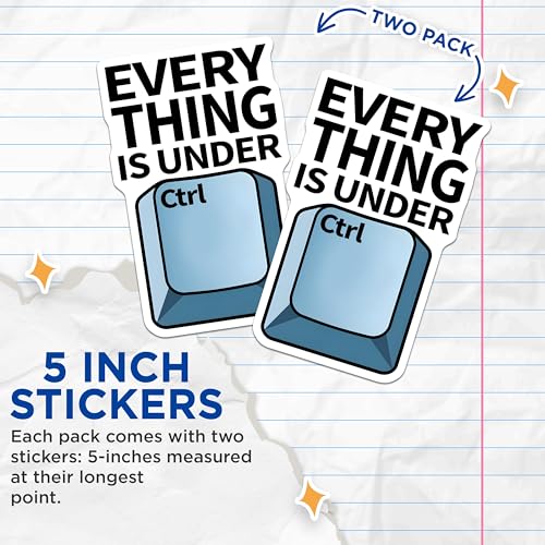 (2 Pack) Everything is Under Control Stickers - Motivational Quotes - Computer Keyboard Decals - 5" On Longest Side - Sticks to Smooth Flat Surfaces - Made in USA - BMCS7419