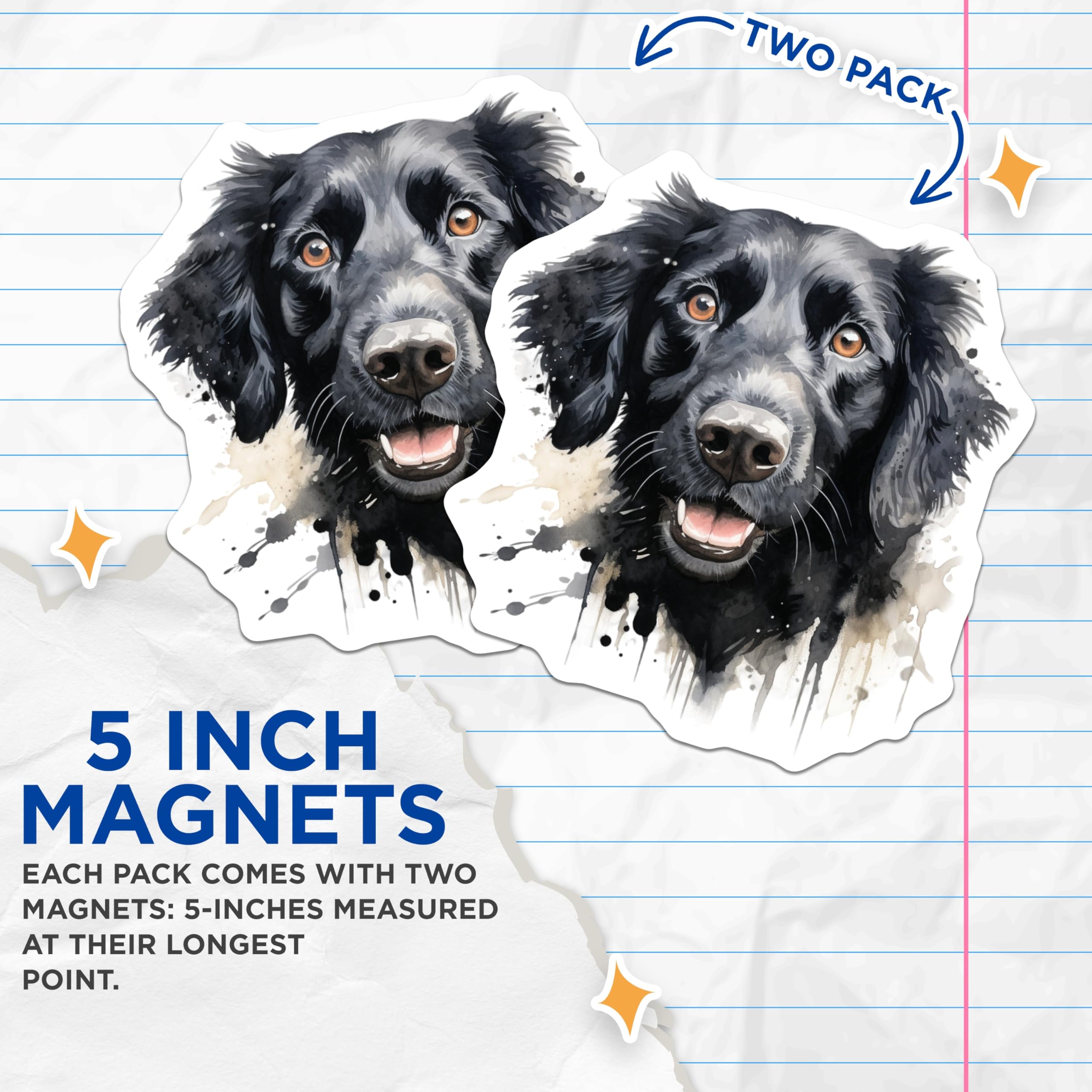 (2 Pack) Black Dog Magnets - Watercolor Dog Art - Pet Lover Home Decor - 5 Inches On Longest Side - Thick Durable Magnet - Made in USA - MAG27390