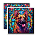 (2 Pack) German Shepherd Magnets - Stained Glass Style - Dog Breed Home Decor - 5" On Longest Side - Premium Magnet - for Cars, Refrigerators, Toolboxes, Lockers - Made in USA - MAG14214
