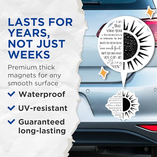(2 Pack) Christian Sunflower Magnets - Inspirational Quotes - Religious Home - Bible Verse Magnets - 5" On Longest Side - for Cars, Fridges, Toolboxes - Made in USA - MAG3852