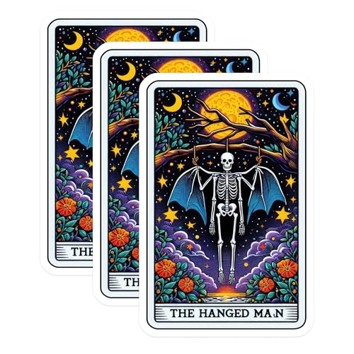 (3 Pack) Hanged Man Tarot Decals - Gothic Card - Occult Laptop Decals - 3 Inches On Longest Side - Easy Peel & Apply - Made in USA - 3MCS4191