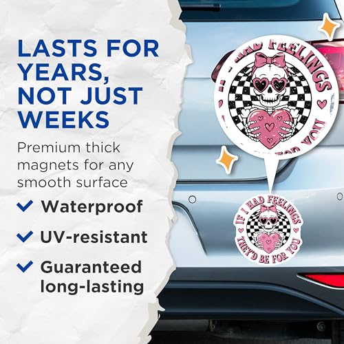 (2 Pack) Funny Skull Love Magnets - Cute Skeleton Heart Magnets - Valentine's Day Skeleton Magnets - 5" On Longest Side - for Cars, Refrigerators, Toolboxes, Lockers - Made in USA BMCS3462