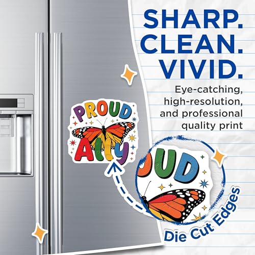 (2 Pack) Proud Ally Magnets Magnets - Butterfly Magnet - Rainbow Support Magnet - 5" On Longest Side - Made in USA - Sticks to Refrigerators & Metal Surfaces - MAG9159