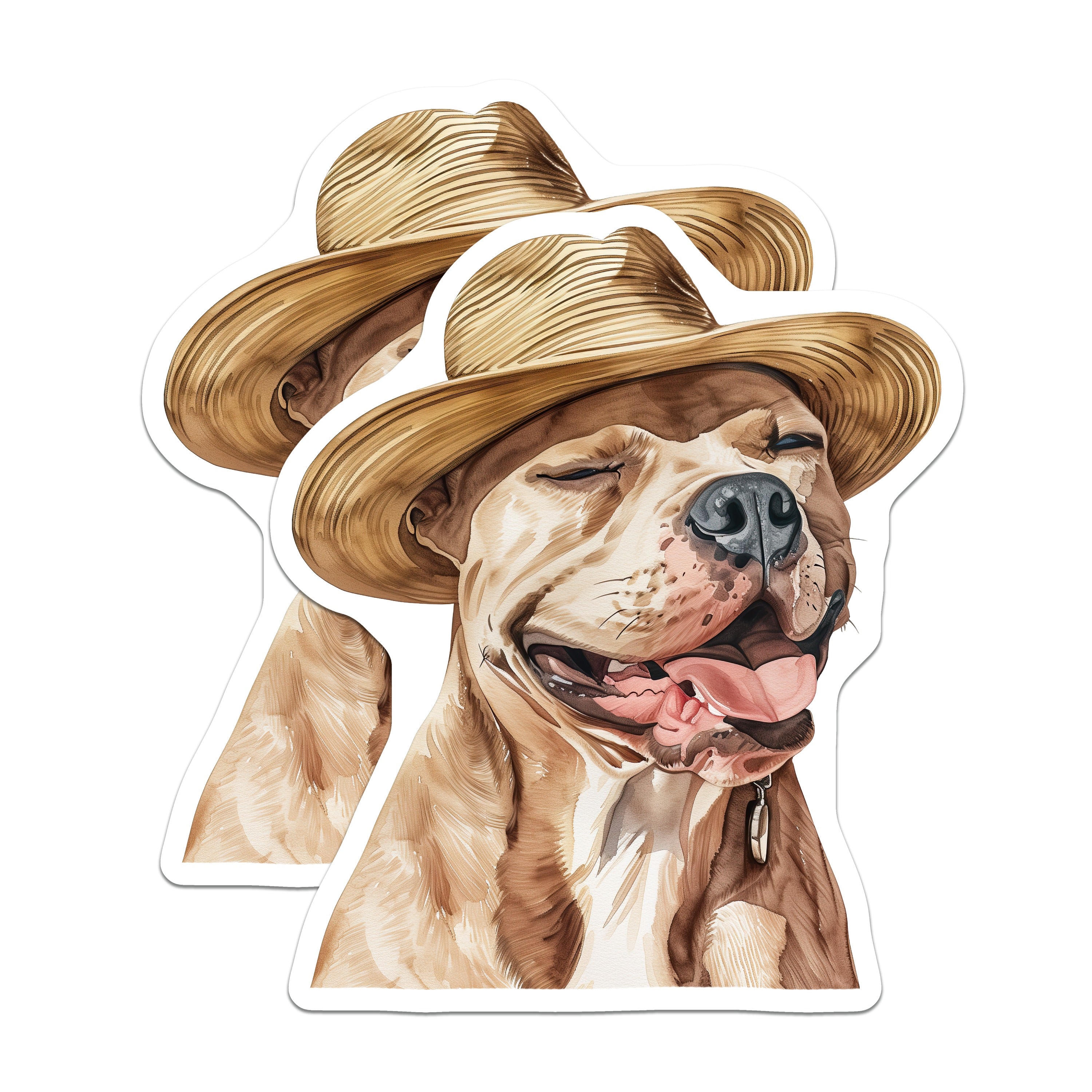 (2 Pack) Pitbull Dog Magnets - Happy Smiling Dog Art - Whimsical Pet Decor for Refrigerator Locker - Animal Lover Collectible - 5 Inches On Longest Side - Thick Durable Magnet - Made in USA - MAG38197