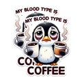 (2 Pack) My Blood Type is Coffee Magnets - Funny Penguin Magnets - Coffee Lover Kitchen Magnets- 5" On Longest Side - for Fridges, Toolboxes, Cars - Made in USA - MAG2765