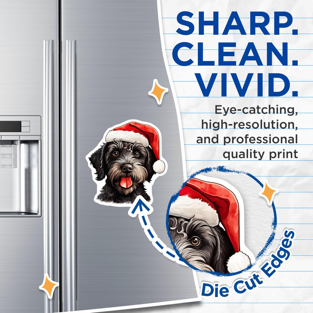 (2 Pack) Santa Hat Dog Magnets - Black Poodle Christmas - Holiday Pet Decor for Animal Lovers - 5 Inches On Longest Side - Thick Durable Magnet - Made in USA - MAG30411