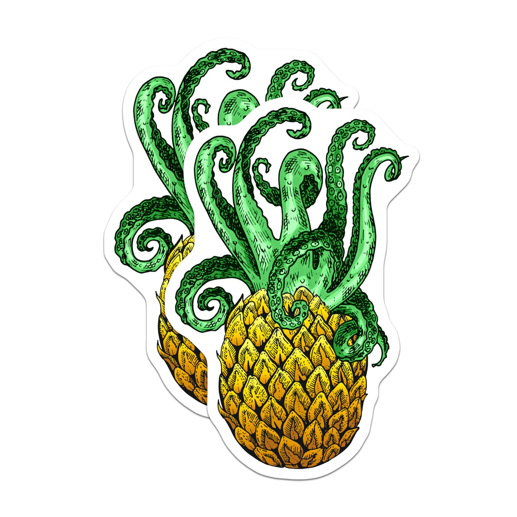 (2 Pack) Pineapple Tentacle Magnets - Quirky Home Accents - Fridge Magnets Kitchen Decor - 5" On Longest Side - Premium Magnet - for Cars, Refrigerators, Toolboxes, Lockers - Made in USA - MAG17064