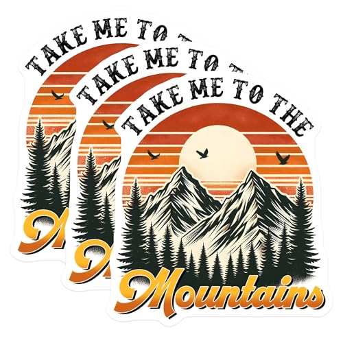 (3 Pack) Mountain Decals - Nature Inspired - Outdoor Adventure - 3 Inches On Longest Side - Easy Peel & Apply - Made in USA - 3MCS2042