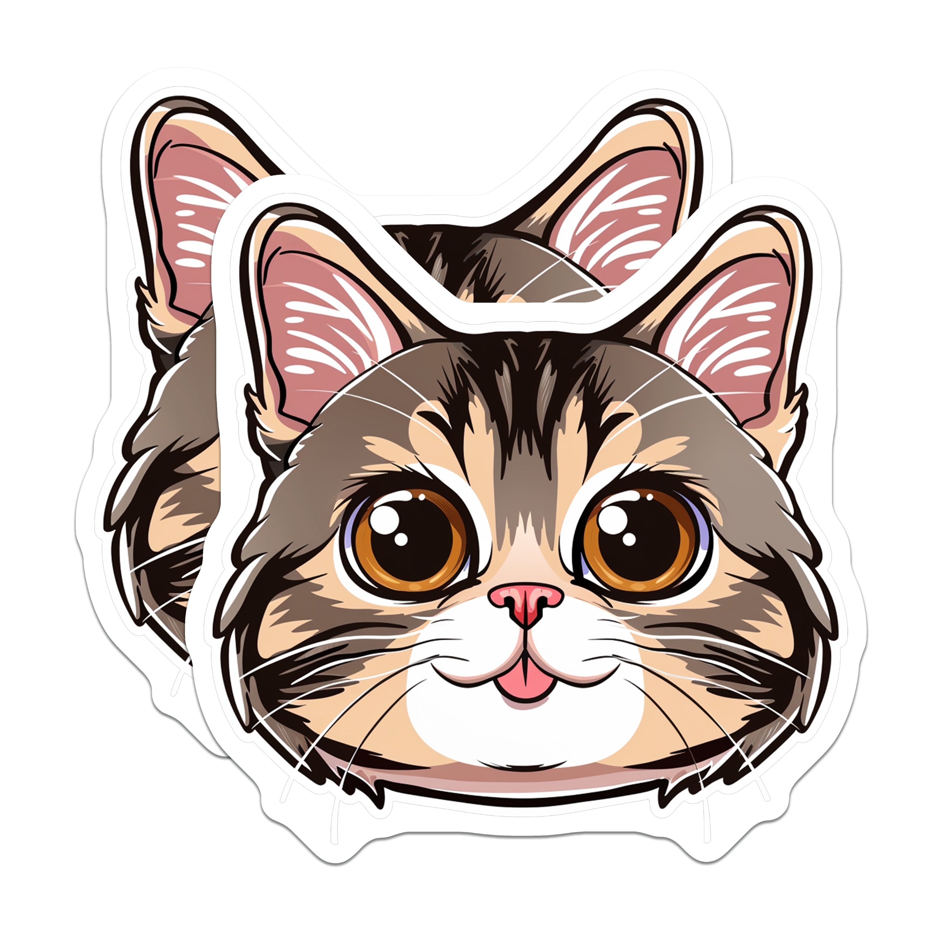 (2 Pack) Cute Cat Face Magnets - Pet Lover Decor - Kawaii Kitty Present - 5 Inches On Longest Side - Thick Durable Magnet - Made in USA - MAG39891