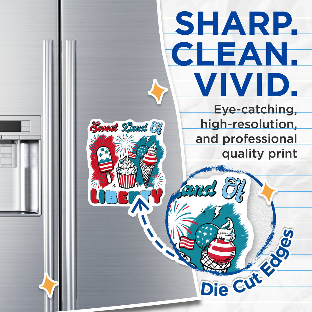 (2 Pack) Patriotic Magnets - Sweet Land Liberty Fridge Decor - Fourth of July Kitchen Accents - 5 Inches On Longest Side - Thick Durable Magnet - Made in USA - MAG39168