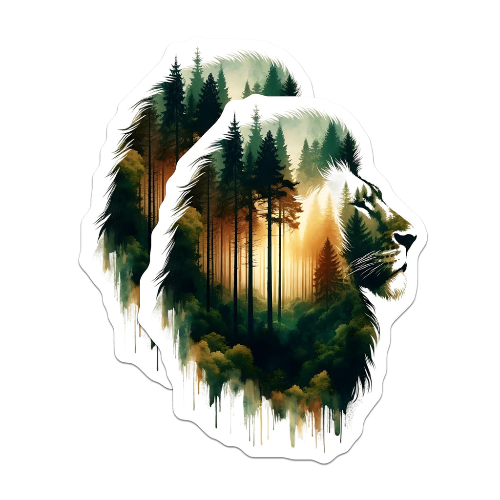 (2 Pack) Lion Forest Magnets - Animal Magnets - Nature Lover Home Decor - 5" On Longest Side - Premium Magnet - for Cars, Refrigerators, Toolboxes, Lockers - Made in USA - MAG16069