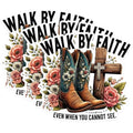 (3 Pack) Walk by Faith Decals - Cowboy Boots Cross - Inspirational Christian Decal - 3 Inches On Longest Side - Easy Peel & Apply - Made in USA - 3MCS1632