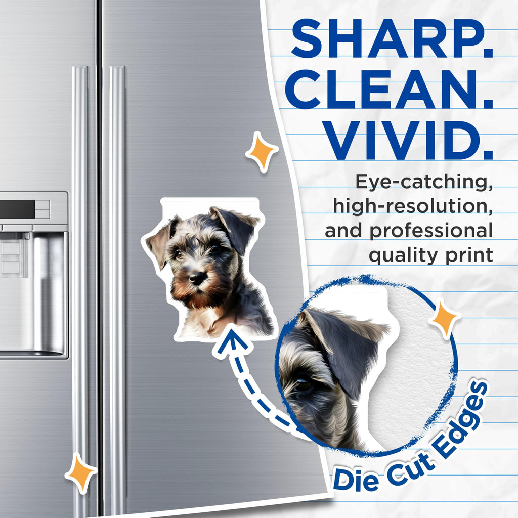 (2 Pack) Schnauzer Dog Magnets - Pet Lover Decor - Dog Breed Art for Schnauzer Owners - 5 Inches On Longest Side - Thick Durable Magnet - Made in USA - MAG30880