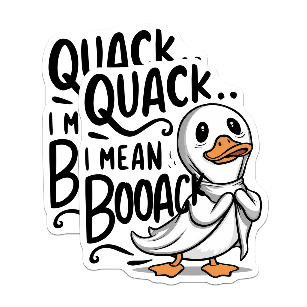 (2 Pack) Funny Duck Quote Stickers - Quack I Mean Booack - Cute Duck Stickers - 5" On Longest Side - Sticks to Smooth Flat Surfaces - Made in USA - BMCS9535