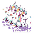 (3 Pack) Emotionally Exhausted Unicorn Decals - Cute Unicorn Stickers - Laptop Decals - 3 Inches On Longest Side - Easy Peel & Apply - Made in USA - 3MCS6568