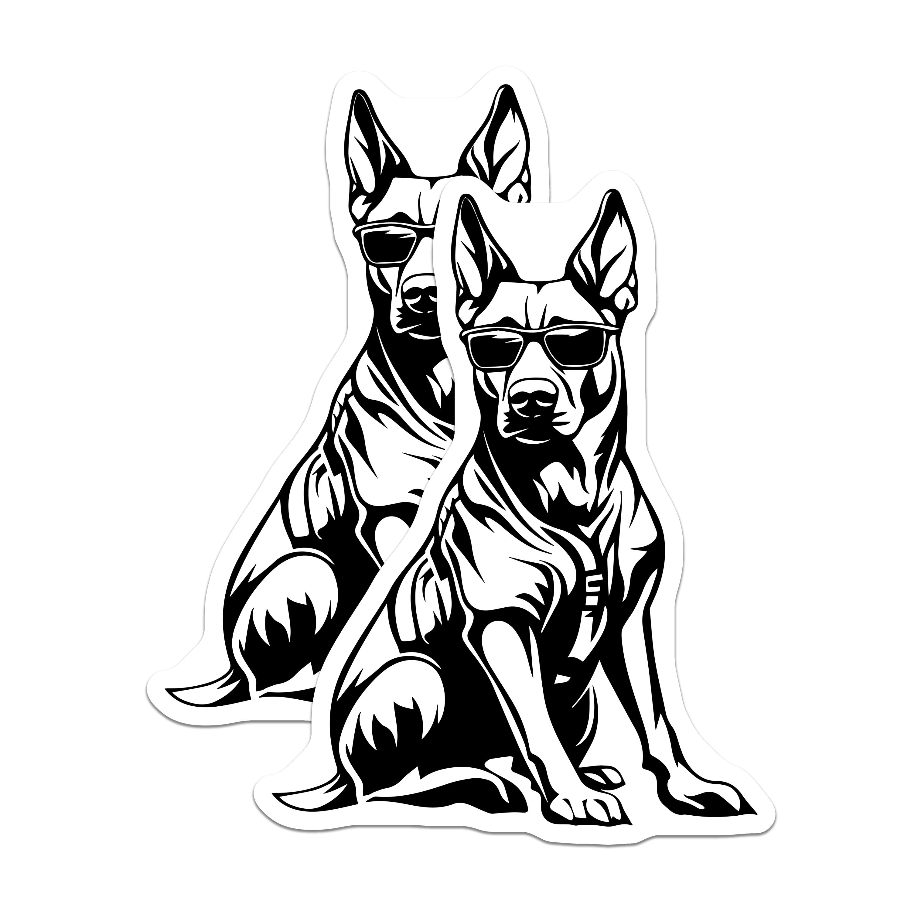 (2 Pack) Cool Dog with Sunglasses Magnets - German Shepherd Car Decals - Dog Lover Refrigerator Art - 5 Inches On Longest Side - Thick Durable Magnet - Made in USA - MAG37788