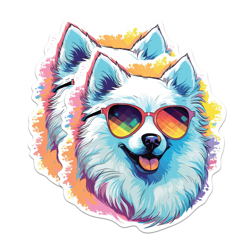 (2 Pack) American Eskimo Dog Magnets - American Eskimo with Sunglasses - Choose FromOver 100 Dog Breeds - 5" On Longest Side - Premium Magnet - Made in USA - MAG0303