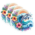 (3 Pack) Dolphin Decals - Ocean Wave Laptop Stickers - Tropical Floral Arts - 3 Inches On Longest Side - Easy Peel & Apply - Made in USA - 3MCS8251