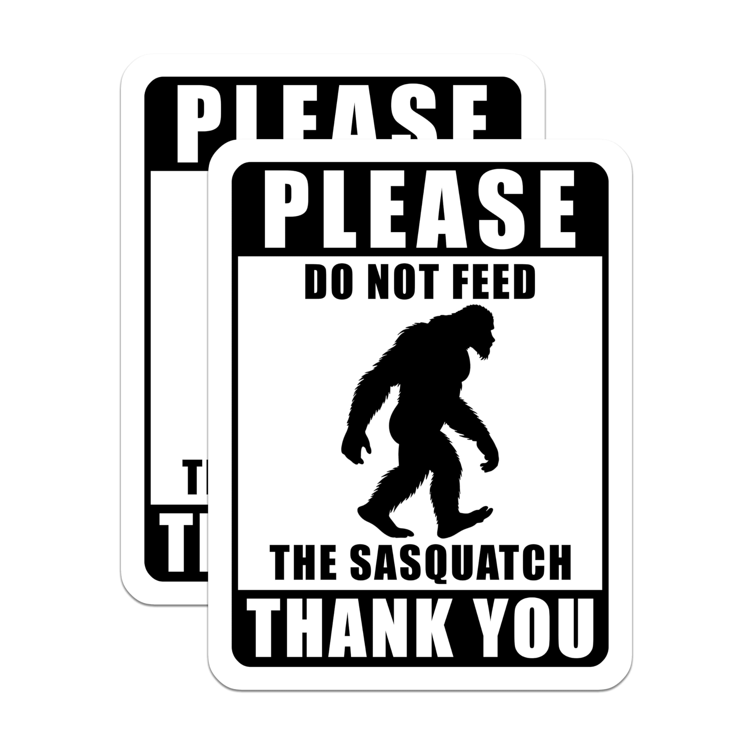 (2 Pack) Sasquatch Magnets - Funny Bigfoot Meme - Do Not Feed Sign Decor - 5" On Longest Side - Premium Magnet - for Cars, Refrigerators, Toolboxes, Lockers - Made in USA - MAG14676