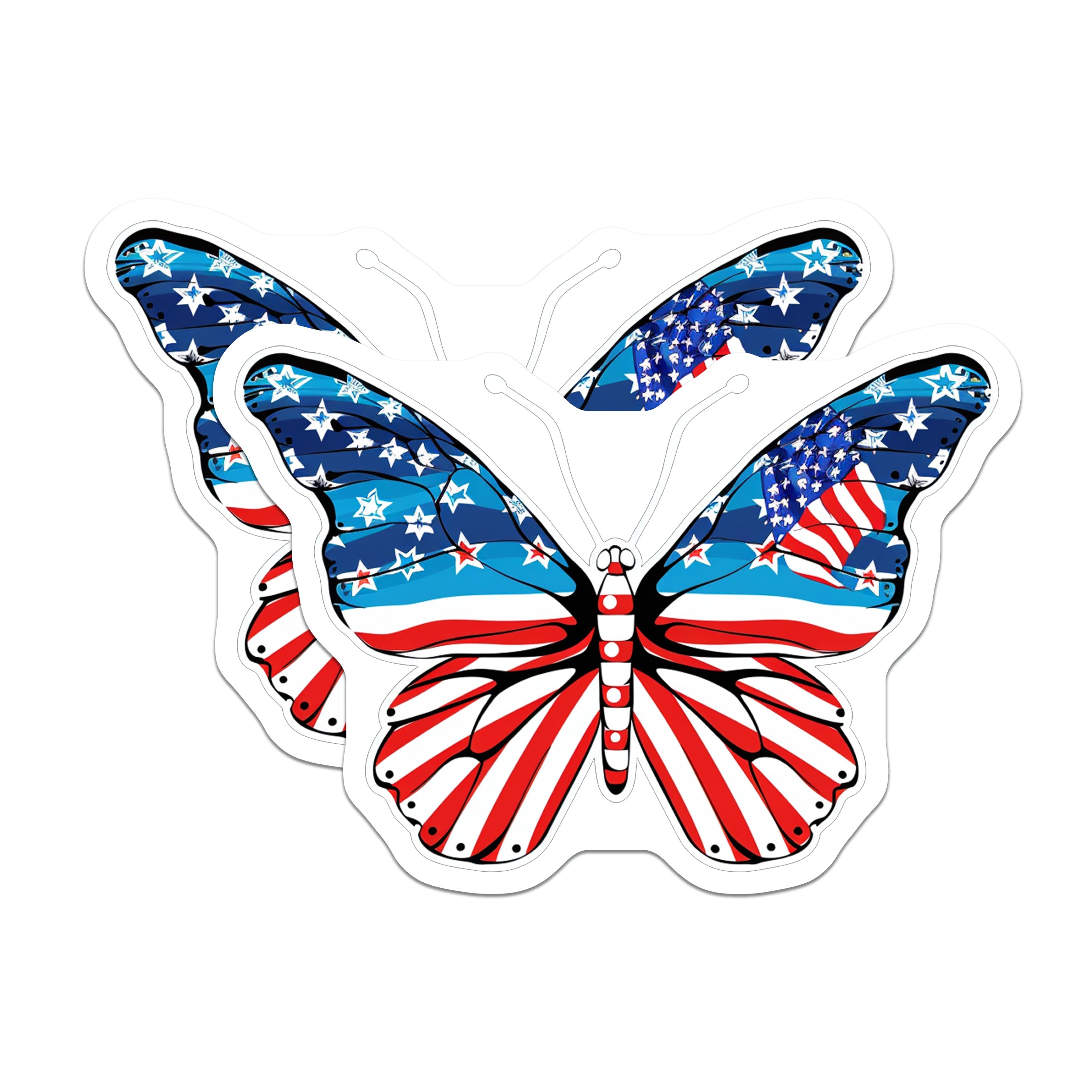 (2 Pack) American Flag Butterfly Magnets - Patriotic USA Decor - Fourth of July Fridge Car Decor - Military Veteran Support - 5" - Durable Magnet - Made in USA - MAG38221