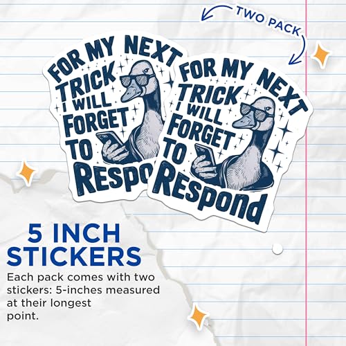 (2 Pack) Funny Duck Stickers - Retro Animal Meme - Humor Art Decals - 5" On Longest Side - Sticks to Smooth Flat Surfaces - Made in USA - BMCS5924