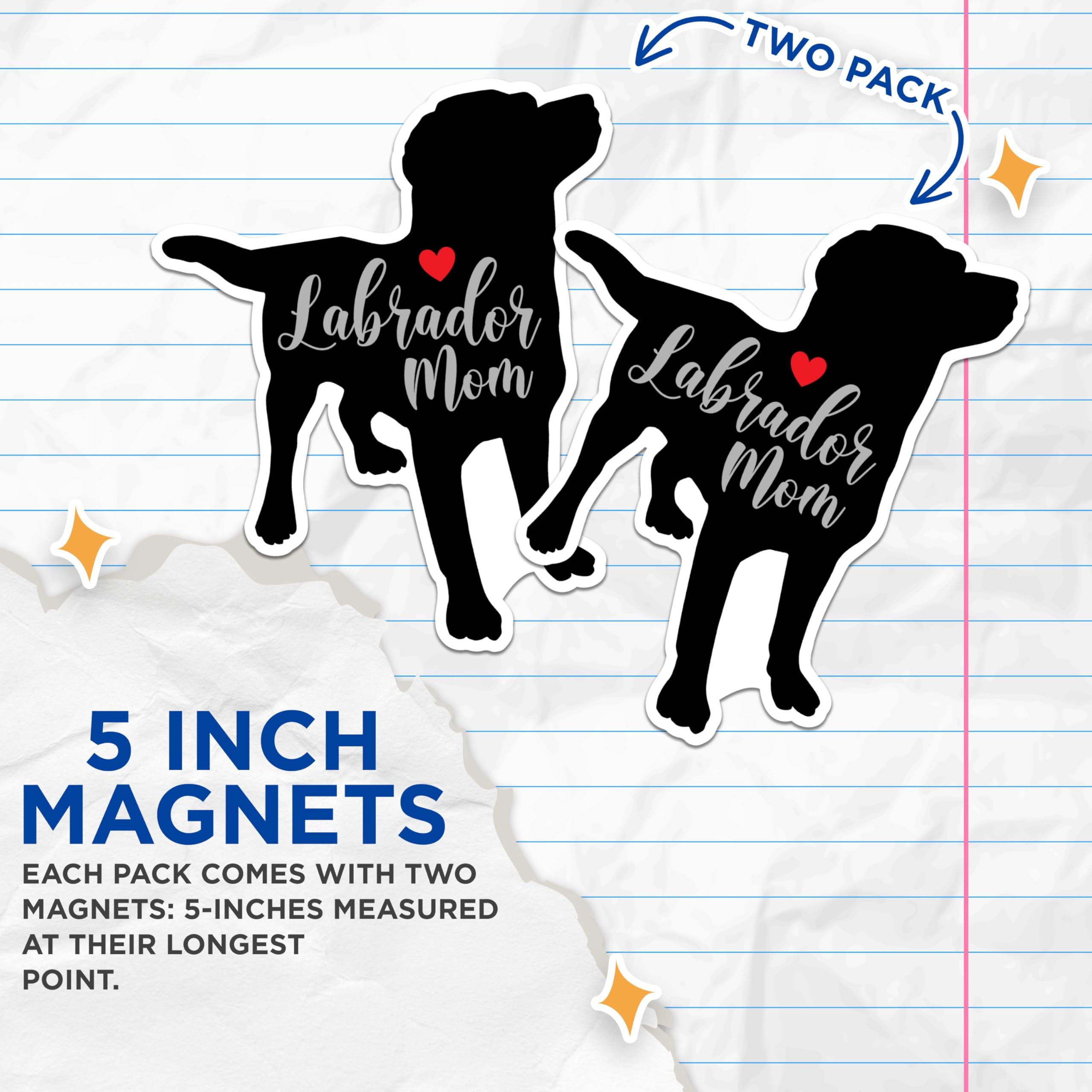 (2 Packs) Labrador Mom Magnets - Cute Dog Mom Labrador Dog Breed Magnets - 5 Inches On Longest Side - Premium Magnet - for Fridges, Toolboxes, Cars - Made in USA - MAG2493