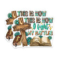 (2 Pack) Christian Faith Magnets - Spiritual Inspiration Devotional Decor - Western Boho Scripture Quote My Battles Reminder - 5 Inches On Longest Side - Thick Durable Magnet - Made in USA - MAG24435
