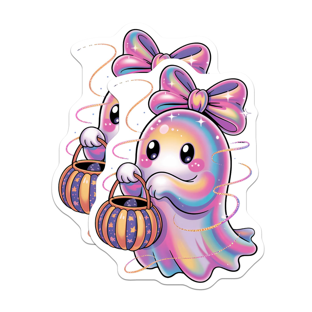 (2 Pack) Rainbow Ghost Magnets - Cute Halloween Decor - Pastel Fantasy Spirit - 5 Inches On Longest Side - Thick Durable Magnet - Made in USA - MAG21183