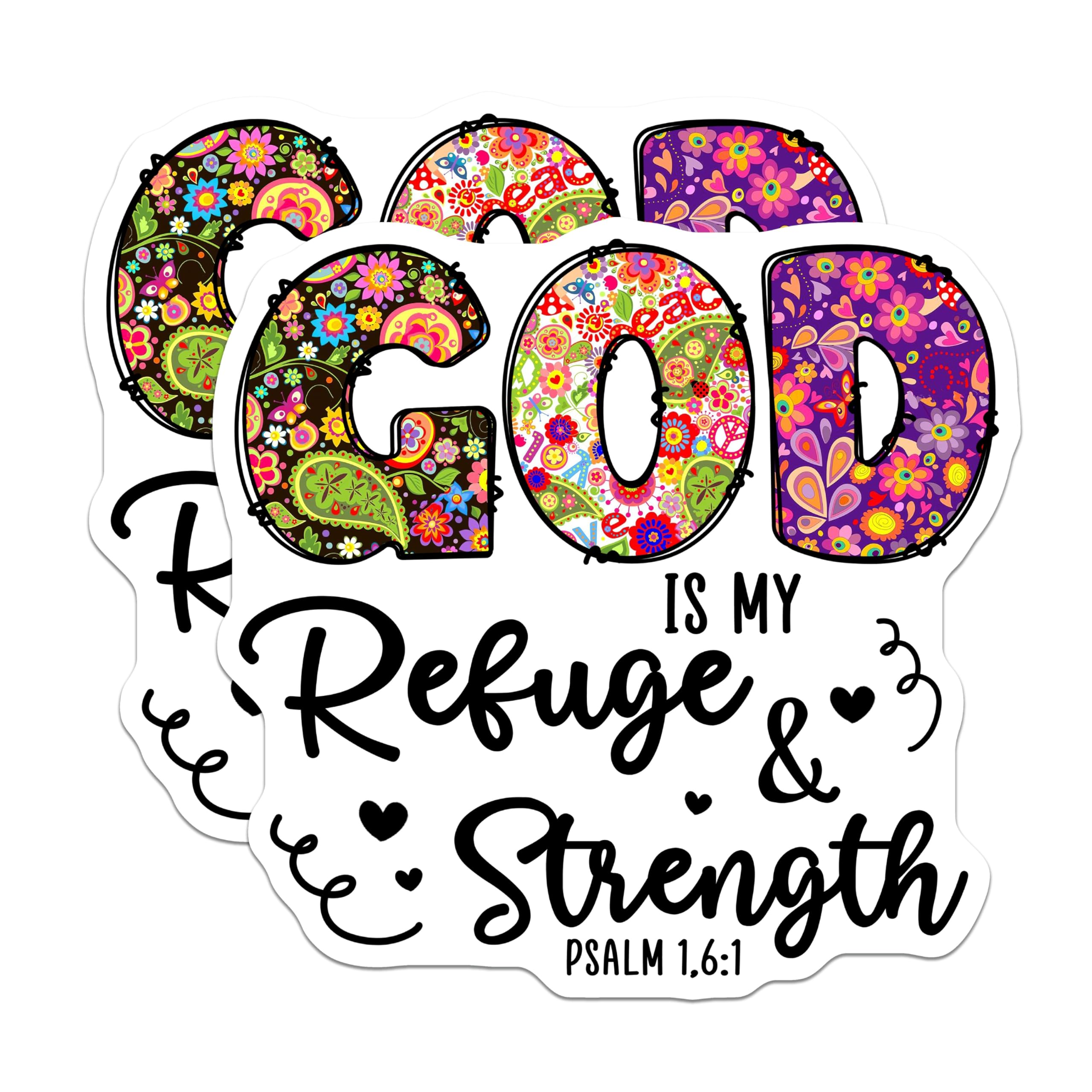 (2 Pack) God is My Refuge Strength Magnets - Inspirational Scripture - Christian Faith Decor - 5 Inches On Longest Side - Thick Durable Magnet - Made in USA - MAG27754