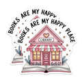 (2 Pack) Books are My Happy Place Magnets - Cozy Library Reader Decor - Bookworm Literary Aesthetic - 5 Inches On Longest Side - Thick Durable Magnet - Made in USA - MAG36863