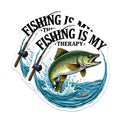(2 Pack) Fishing is My Therapy Magnets - Fisherman Refrigerator Decor - Angler Locker Magnet - 5 Inches On Longest Side - Thick Durable Magnet - Made in USA - MAG37318