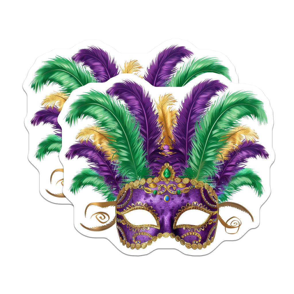 (2 Pack) Mardi Gras Mask Magnets - Carnival Party Decor - New Orleans Celebration - 5 Inches On Longest Side - Thick Durable Magnet - Made in USA - MAG37708