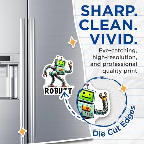 (2 Pack) Funny Robot Decor Magnet - 5" On Longest Side - Sticks to Smooth Flat Surfaces - Made in USA - MAG9688