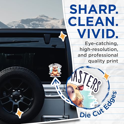 (2 Pack) Chill Masters Stickers - Zen Capybara Stickers - Relaxation Animal Stickers - 5" On Longest Side - Sticks to Any Smooth Flat Surface - Made in USA - BMCS2658