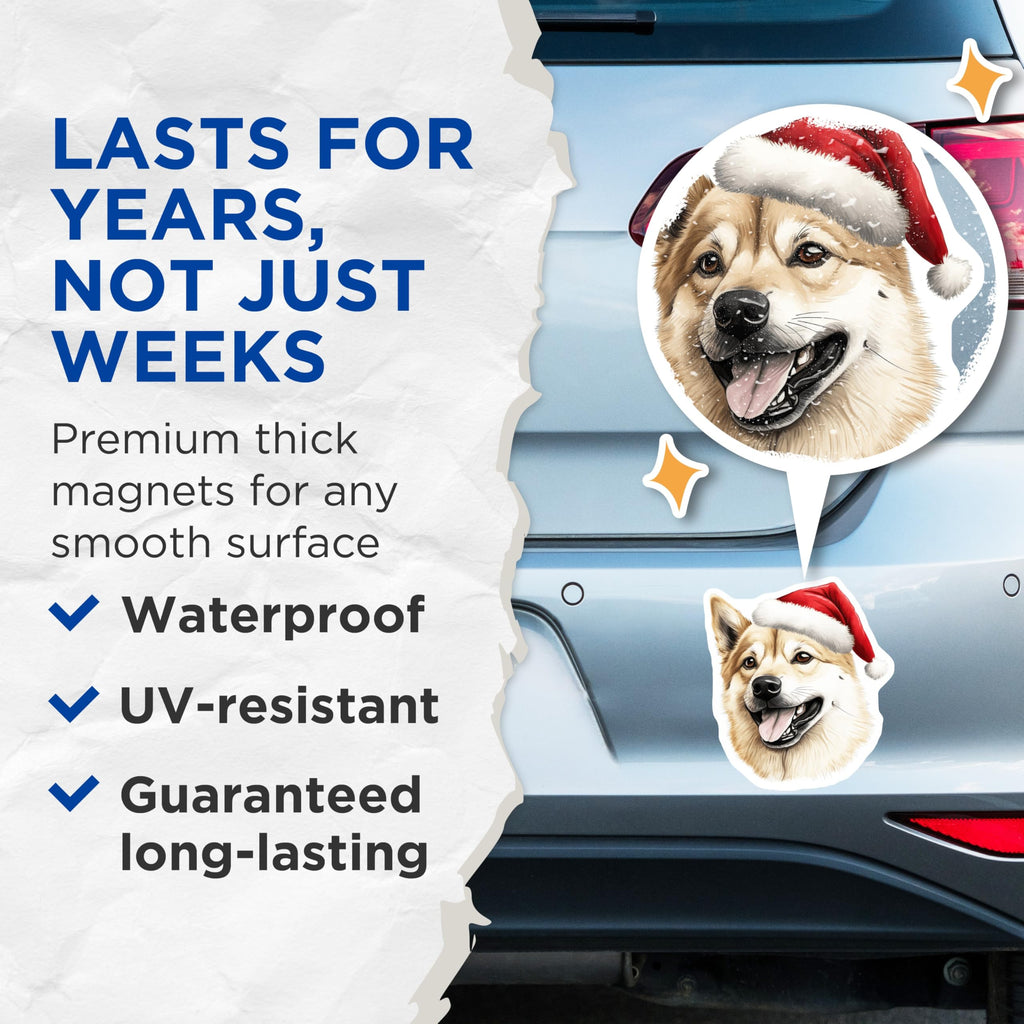 (2 Pack) Christmas Corgi Dog Magnets - Santa Hat Holiday Decor - Festive Pet Accessories for Corgi Owners - 5 Inches On Longest Side - Thick Durable Magnet - Made in USA - MAG25729