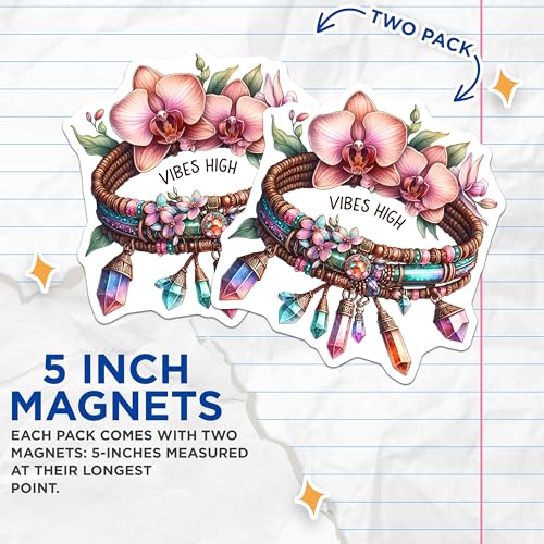 (2 Pack) Vibes High Magnets Magnets - Floral Crystal Art - Bohemian Home Decor - 5" On Longest Side - Made in USA - Sticks to Refrigerators & Metal Surfaces - MAG8854