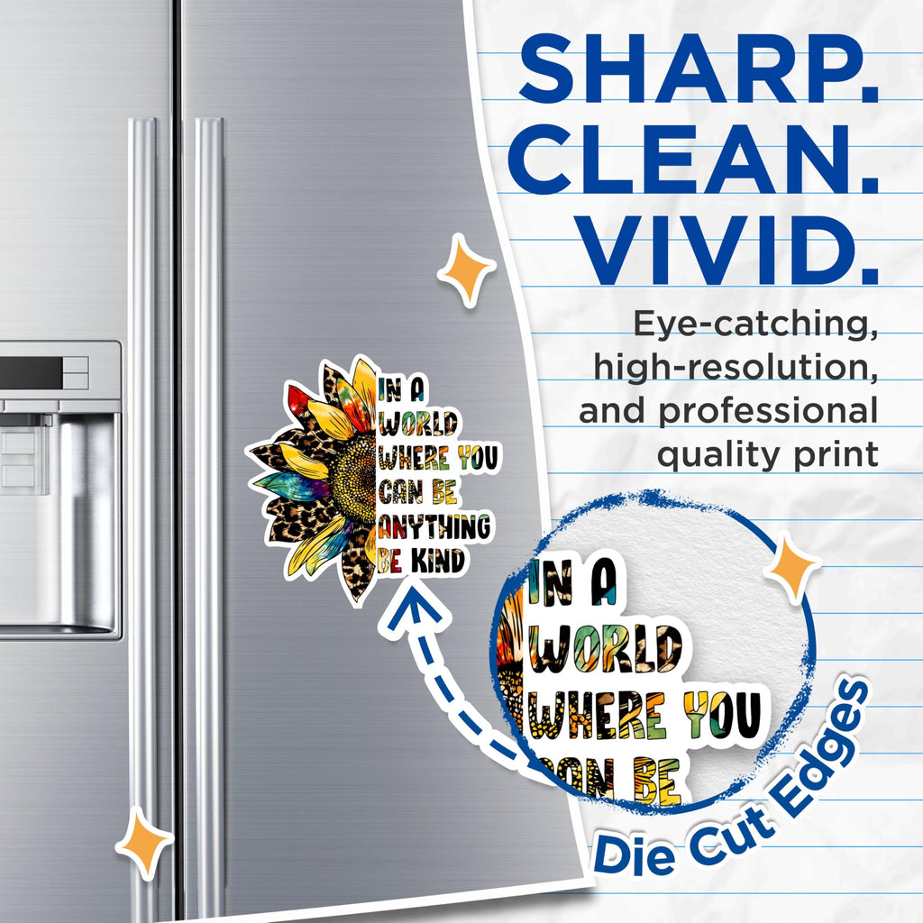 (2 Packs) in A World Where You Can Be Anything Be Kind Magnets - Positive Inspiring Motivating Magnets - 5" On Longest Side - Premium - for Fridges, Toolboxes, Cars - Made in USA - MAG2505