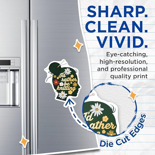 (2 Pack) Id Rather Be Knitting Magnets Magnets - Knitting Enthusiast Decor - Yarn Lover Gift - 5" On Longest Side - Made in USA - Sticks to Refrigerators & Metal Surfaces - MAG8906