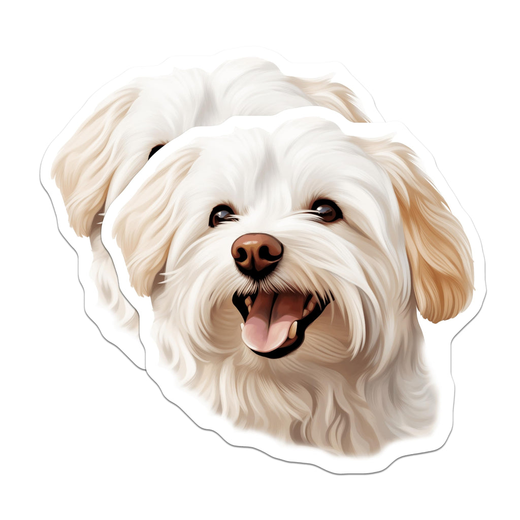 (2 Pack) Happy White Dog Magnets - Cute Pet Art Decor - Animal Lover Accessory - 5 Inches On Longest Side - Thick Durable Magnet - Made in USA - MAG29119