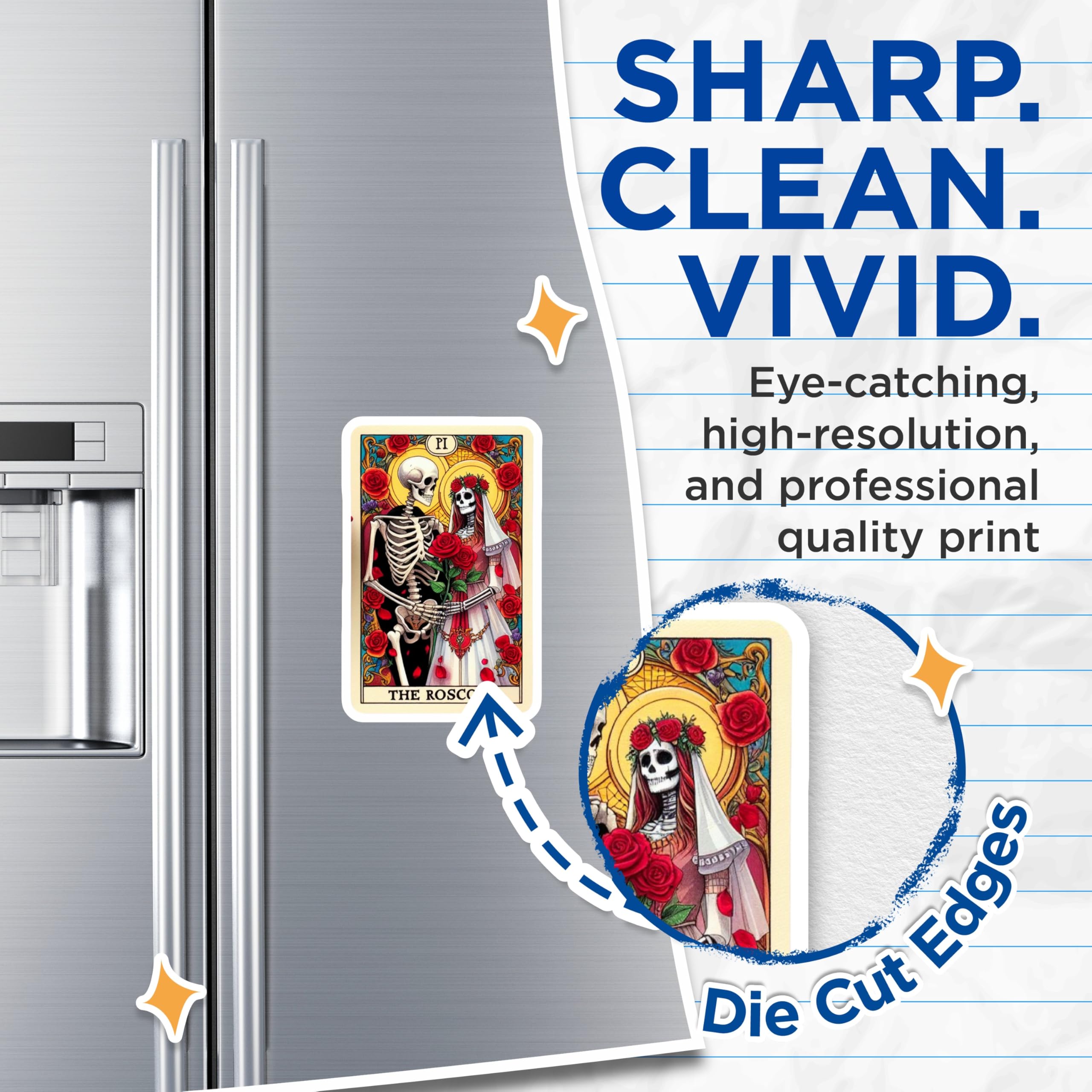 (2 Pack) Skeleton Wedding Magnets - Dia de Los Muertos Art - Gothic Romance Decor - 5 Inches On Longest Side - Thick Durable Magnet - Made in USA - MAG20488