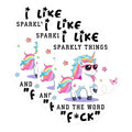 (3 Pack) Unicorn Laptop Decals - Sparkly Things - Funny Offensive - 3 Inches On Longest Side - Easy Peel & Apply - Made in USA - 3MCS6570