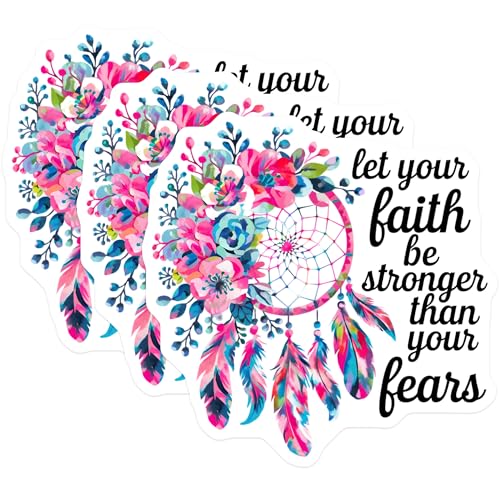 (3 Pack) Floral Dreamcatcher Decals - Inspirational Quote - Laptop Decor- 3 Inches On Longest Side - Easy Peel & Apply - Made in USA - 3MCS5236