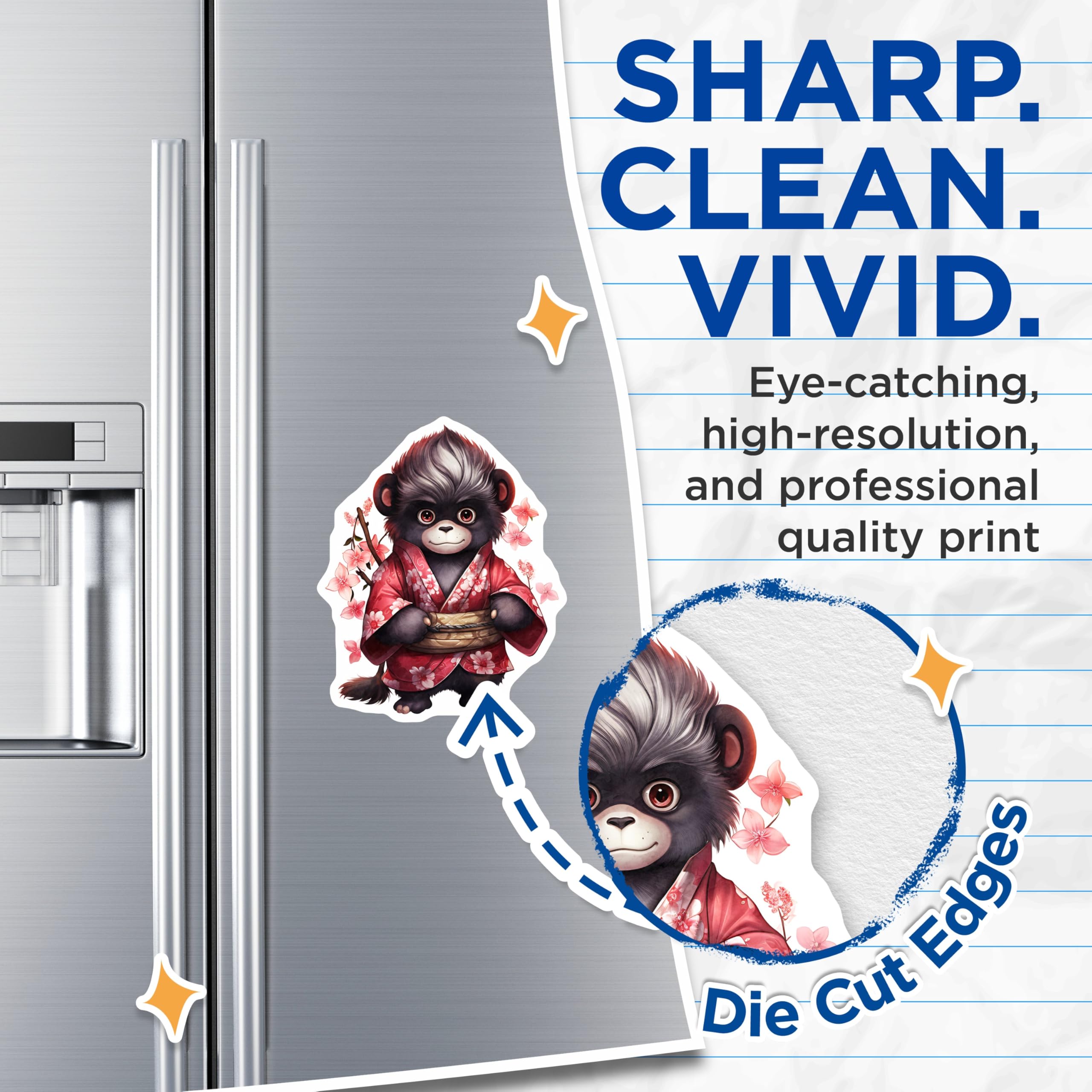 (2 Pack) Kimono Bear Magnets - Cute Animal - Japanese Art Refrigerator Magnets - 5" On Longest Side - Premium Magnet - for Cars, Refrigerators, Toolboxes, Lockers - Made in USA - MAG16702
