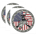 (3 Pack) Hunting Fishing Decals - American Flag Decal - Buck Bass Fishing Decal - 3 Inches On Longest Side - Easy Peel & Apply - Made in USA - 3MCS8717