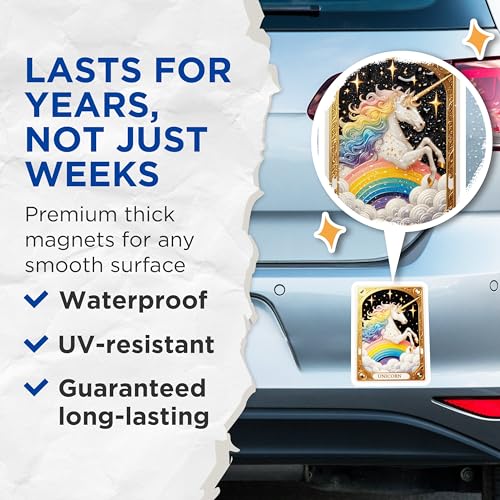 (2 Pack) Fantasy Wall Decor Magnet - Magical Rainbow Unicorns - 5" On Longest Side - Sticks to Smooth Flat Surfaces - Made in USA - MAG10154