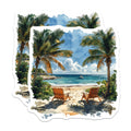 (2 Pack) Beach Scene Magnets - Tropical Ocean View - Vacation Planner Decor - Coastal Home Kitchen Refrigerator Magnets - 5 Inches On Longest Side - Thick Durable Magnet - Made in USA - MAG25934