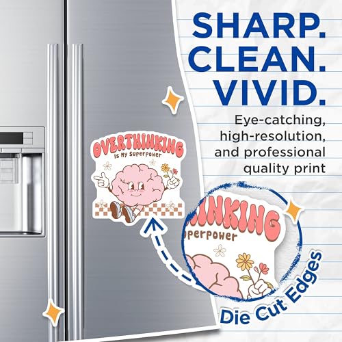 (2 Pack) Overthinking is My Superpower Magnets - Positive Brain - Fun Desk Accessories - 5" On Longest Side - for Cars, Fridges, Toolboxes - Made in USA - MAG7258