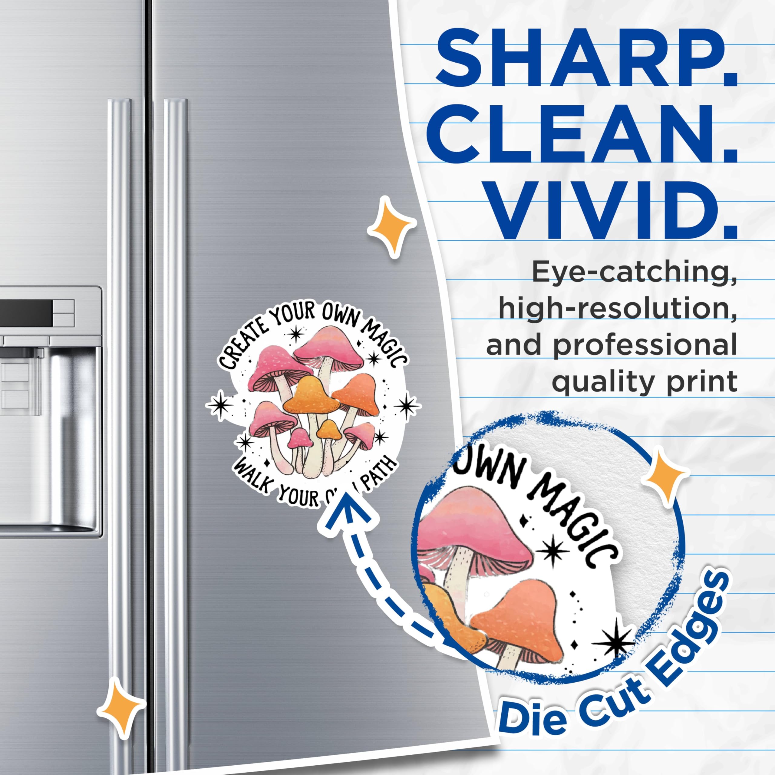 (2 Pack) Create Your Own Magic Magnets - Walk Your Own Path Magnets - Inspirational Mushroom Magnets- 5" On Longest Side - for Fridges, Toolboxes, Cars - Made in USA - MAG2882