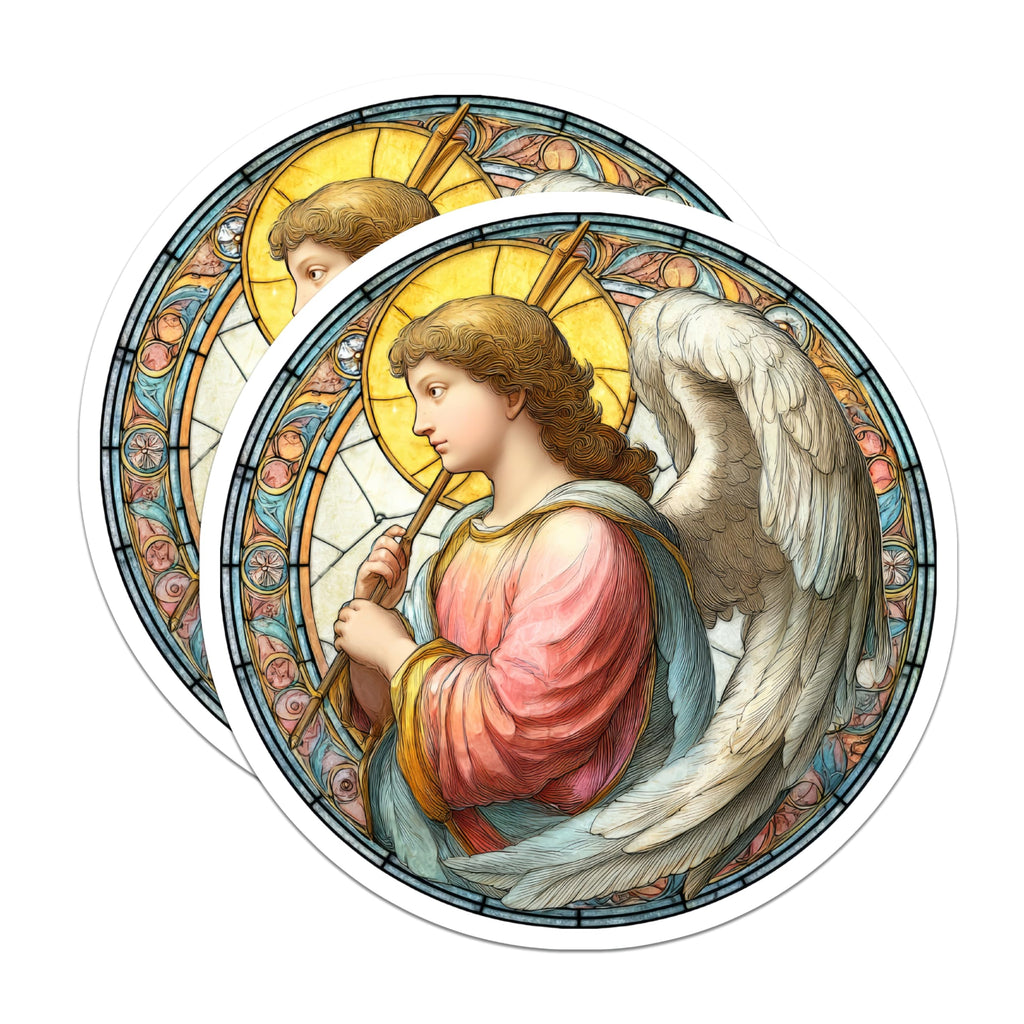 (2 Pack) Angel Magnets - Stained Glass Style - Religious Home Decor - 5" On Longest Side - Premium Magnet - for Cars, Refrigerators, Toolboxes, Lockers - Made in USA - MAG14613