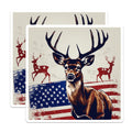 (2 Pack) Patriotic Deer Magnets - American Flag Buck Art - Hunter Outdoorsman Wildlife Collector - Rustic Americana Decor - 5 Inches On Longest Side - Thick Durable Magnet - Made in USA - MAG19709